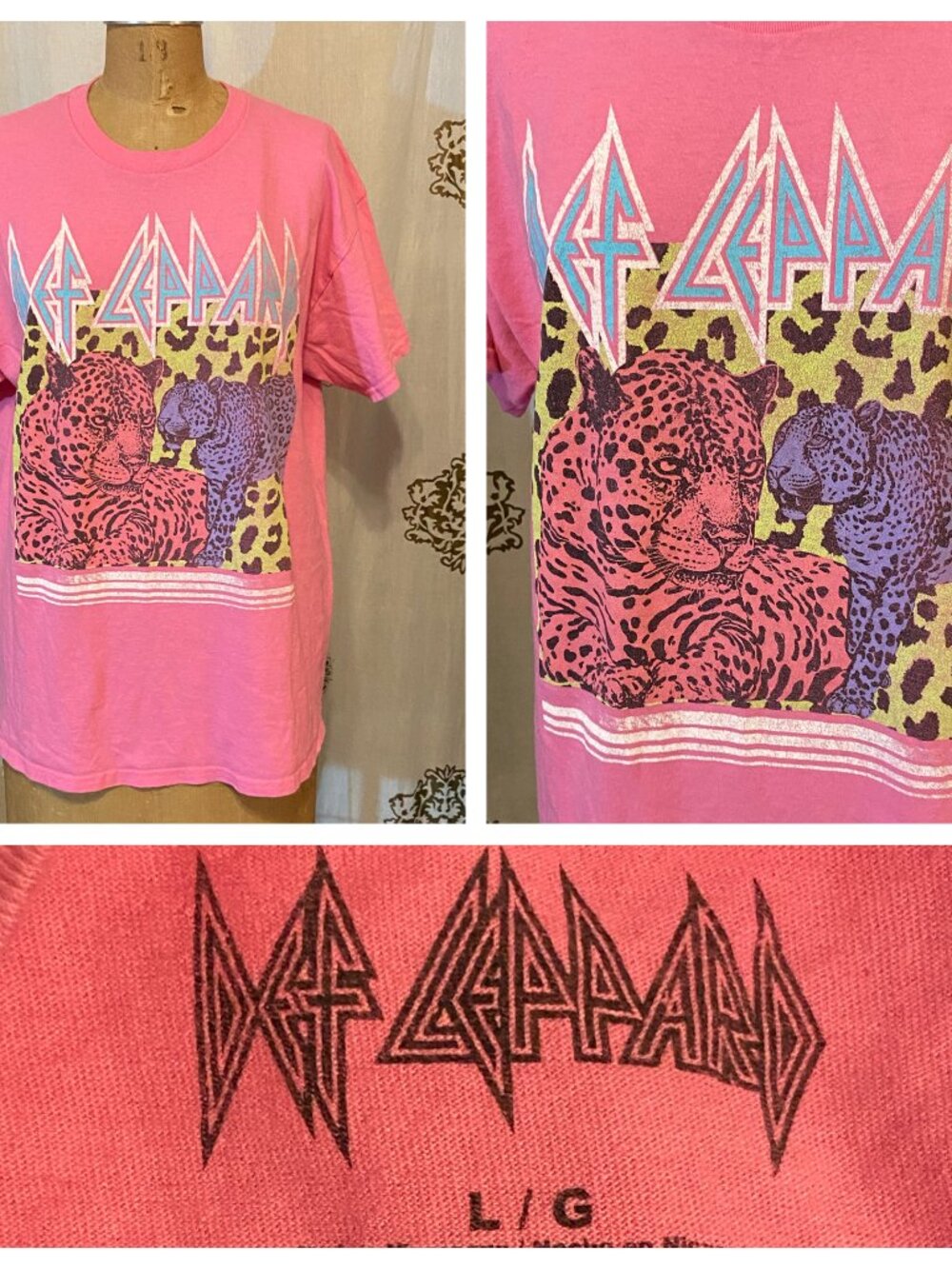 Women’s Def Leppard T-Shirt Pink Graphic L EUC